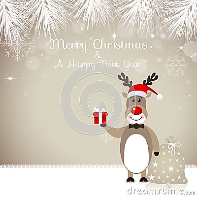 Cute Rudolph Reindeer - Illustration Vector Illustration