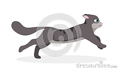 Cute running cat Vector Illustration