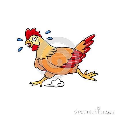 cute running chicken cartoon Vector Illustration