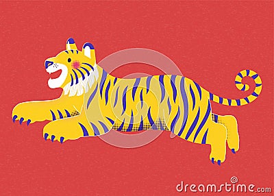 Cute running tiger illustration Vector Illustration