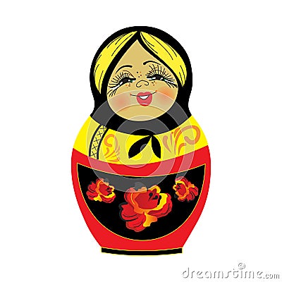 Cute Russian traditional nesting doll vector illustration. Vector Illustration