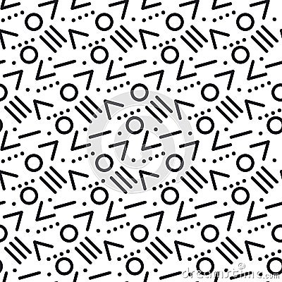 Cute 80`s style seamless geometric pattern Vector Illustration