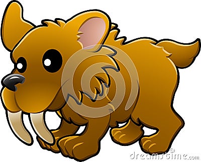 Cute sabre tooth tiger illustr Vector Illustration