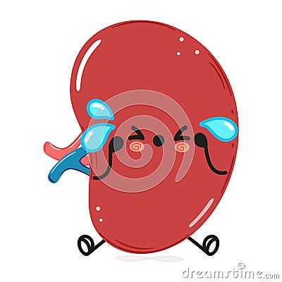 Cute sad Spleen organ character. Vector hand drawn cartoon kawaii character illustration icon. Isolated on white Vector Illustration