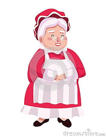 cute santa claus wife character Cartoon Illustration