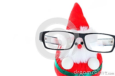 Cute santa doll with eye glasses. Stock Photo