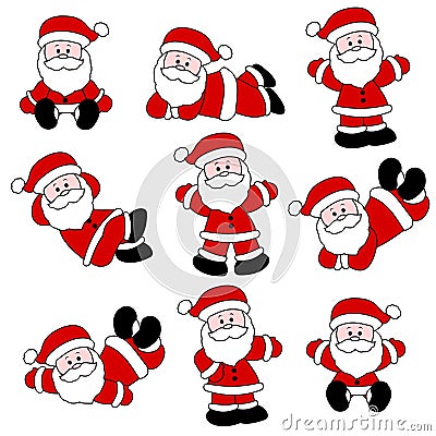 Cute Santa Set Vector Illustration