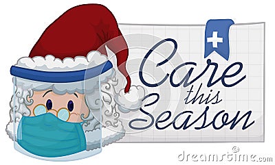 Cute Santa Taking Safety Measures during Xmas Season, Vector Illustration Vector Illustration