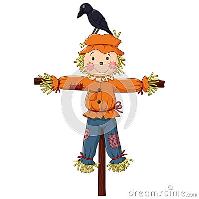 Cute Scarecrow cartoon Vector Illustration