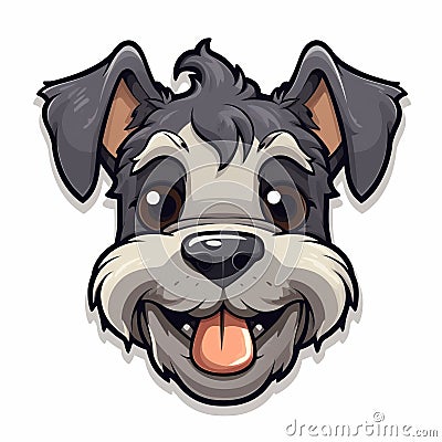 Cute Schnauzer Dog Character Vector - Caricature Faces, Logo Design Stock Photo