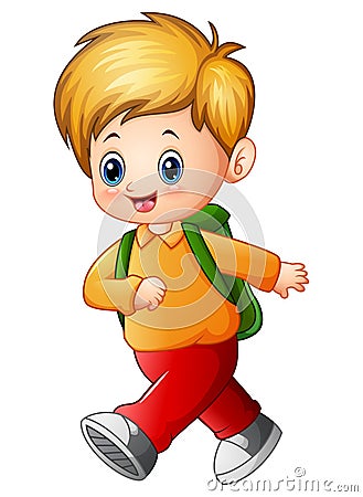 Cute schoolboy cartoon Vector Illustration