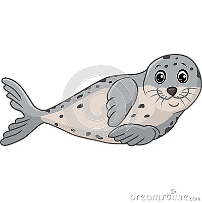 Cute seal cartoon isolated on white background Vector Illustration