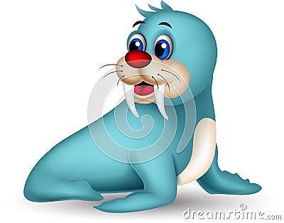 Cute seal cartoon posing Stock Photo