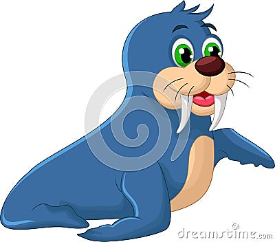 Cute seal cartoon posing Stock Photo