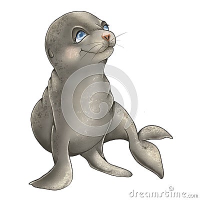 Cute seal cub cartoon character Stock Photo