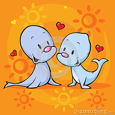 Cute seal in love Vector Illustration