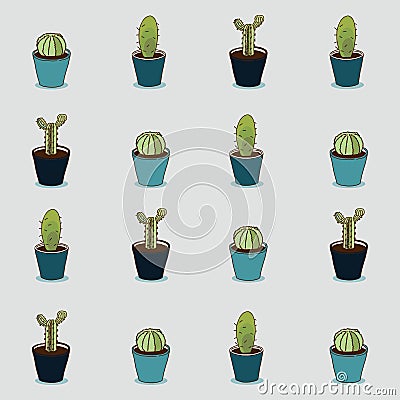 Cute seamless cactus pattern Vector Illustration
