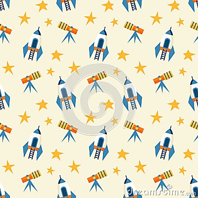 Cute seamless cosmic pattern for kids Vector Illustration