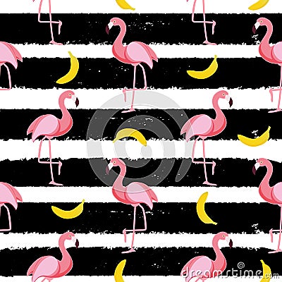 Cute Seamless Flamingo Pattern Vector Illustration Vector Illustration