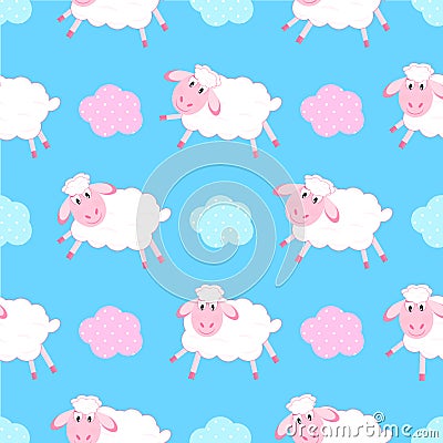 Cute seamless lambskin children pattern Stock Photo