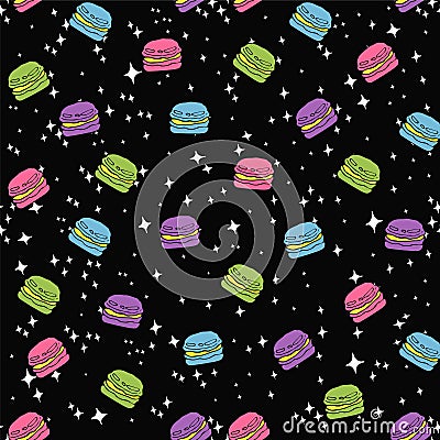 Cute seamless macaroon space pattern Vector Illustration