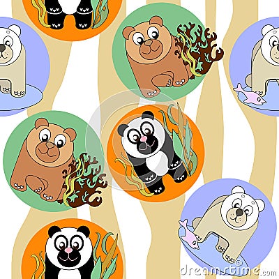 Cute seamless pattern with animals Stock Photo