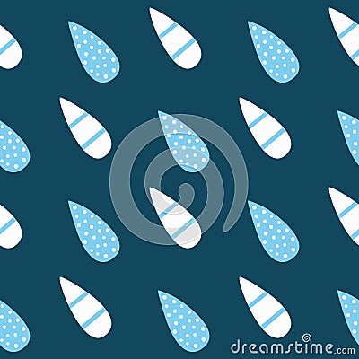 Cute seamless pattern for children. Repeated decorative rain drops. Endless print with raindrops. Vector Illustration