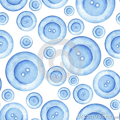 Seamless pattern for newborns with blue buttons Stock Photo