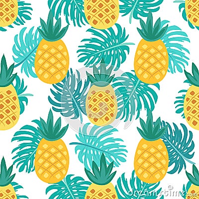 Cute seamless pattern with pineapple Vector Illustration