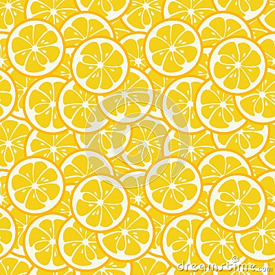 Cute seamless pattern with yellow lemon slices Cartoon Illustration