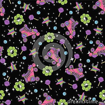 Cute seamless space pattern Vector Illustration