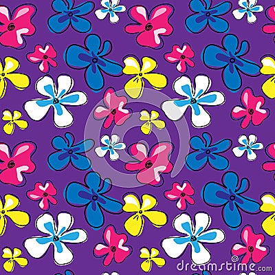 Cute seamless texture with flowers on a violet background Vector Illustration