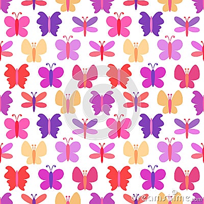 Cute seamless vector pattern of colorful butterfly Vector Illustration