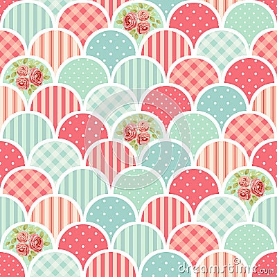 Cute seamless vintage pattern as patchwork in shabby chic style ideal for kitchen textile or bed linen fabrics Vector Illustration