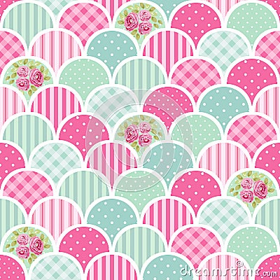 Cute seamless vintage pattern as patchwork in shabby chic style ideal for kitchen textile or bed linen fabrics Vector Illustration