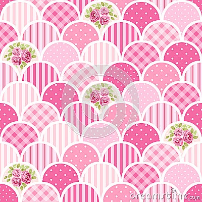 Cute seamless vintage pattern as patchwork in shabby chic style ideal for kitchen textile or bed linen fabrics Vector Illustration