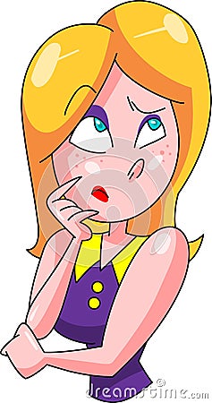 Cute thingking woman Vector Illustration