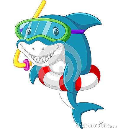 Cute shark cartoon Vector Illustration