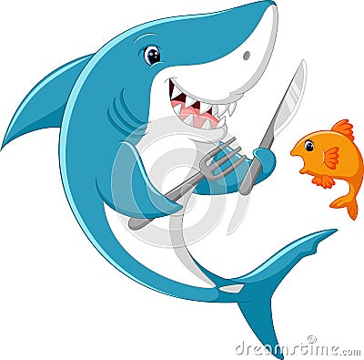 Cute shark cartoon Vector Illustration