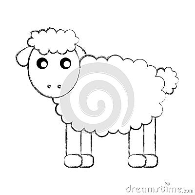 Cute sheep drawing character Vector Illustration