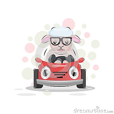 Cute sheep mascot cartoon design vector Stock Photo