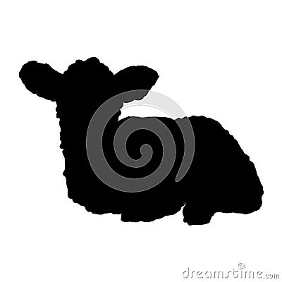 Cute sheep silhouette. Black silhouette of the lamb hand drawn vector isolated image Vector Illustration