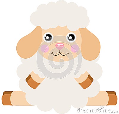 Cute sheep sitting on the floor Vector Illustration