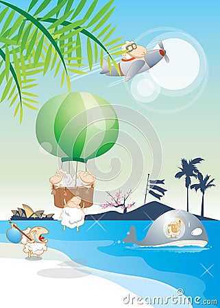 Cute sheep travel Vector Illustration