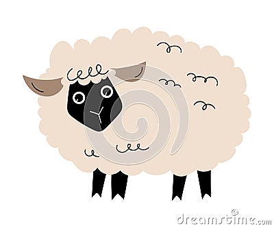 Cute Sheep with Wooly Coat as Farm Animal Vector Illustration Stock Photo