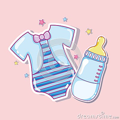 Cute shirt and baby bottle Vector Illustration