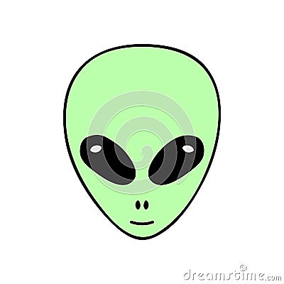 Cute simple alien vector sticker illustration Vector Illustration