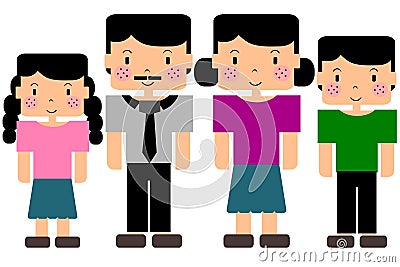 Cute simple family character Vector Illustration