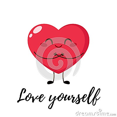 Cute single heart hug itself Vector Illustration