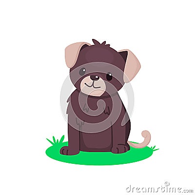 Cute sitting puppy. Pretty brown dog. Vector Vector Illustration